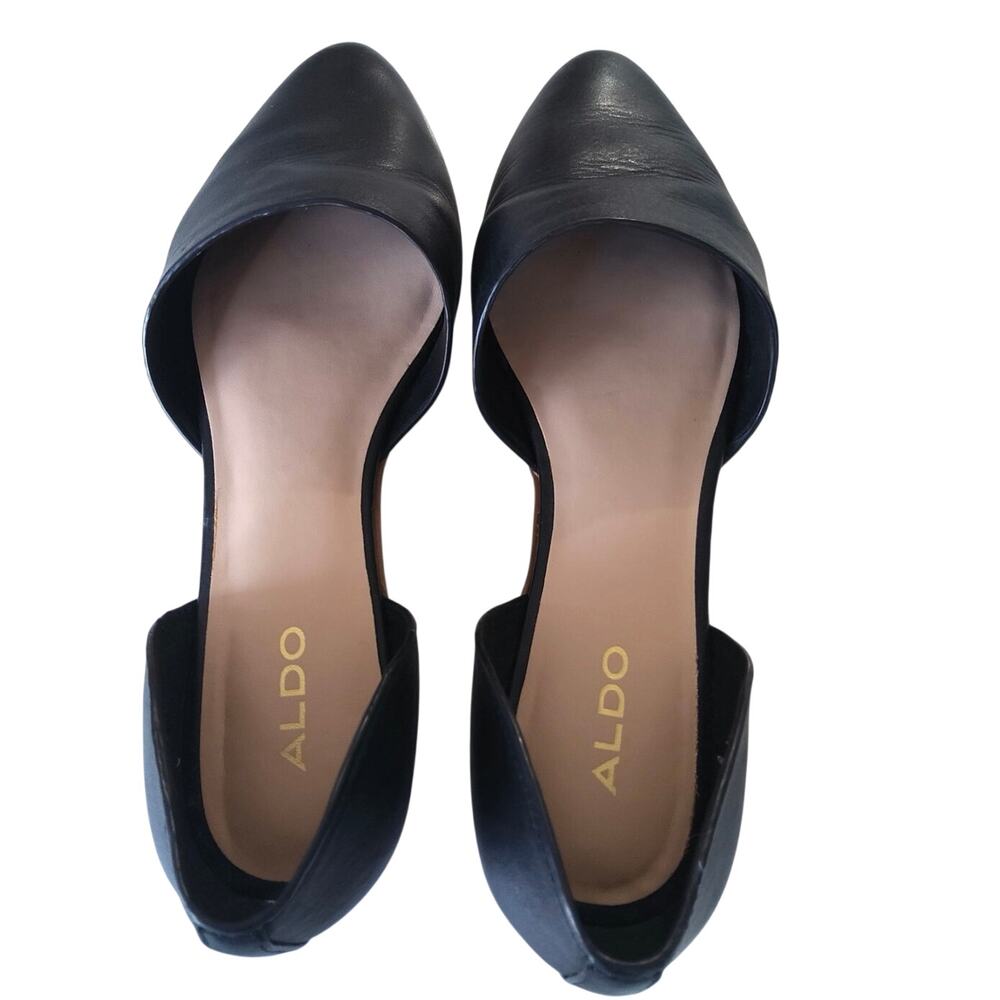 *Aldo Black leather ballet flats sz 7 classic slip on minimalist Regency capsule